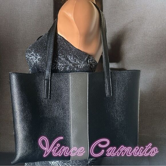 Vince Camuto Bags l Black Leather Open Tote l Double-Handle l Medium l EUC - Picture 1 of 12